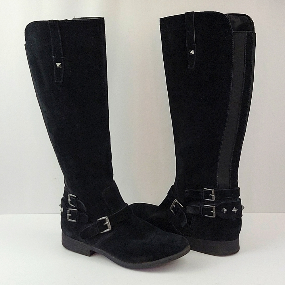 Marc Fisher Arbor Riding Boots Black Suede Size 8